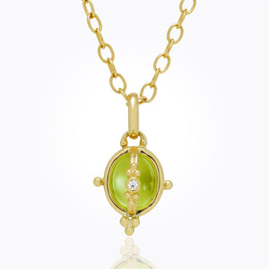 18K Locket with peridot and diamond