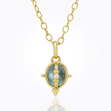Load image into Gallery viewer, 18K Locket with aquamarine and diamond
