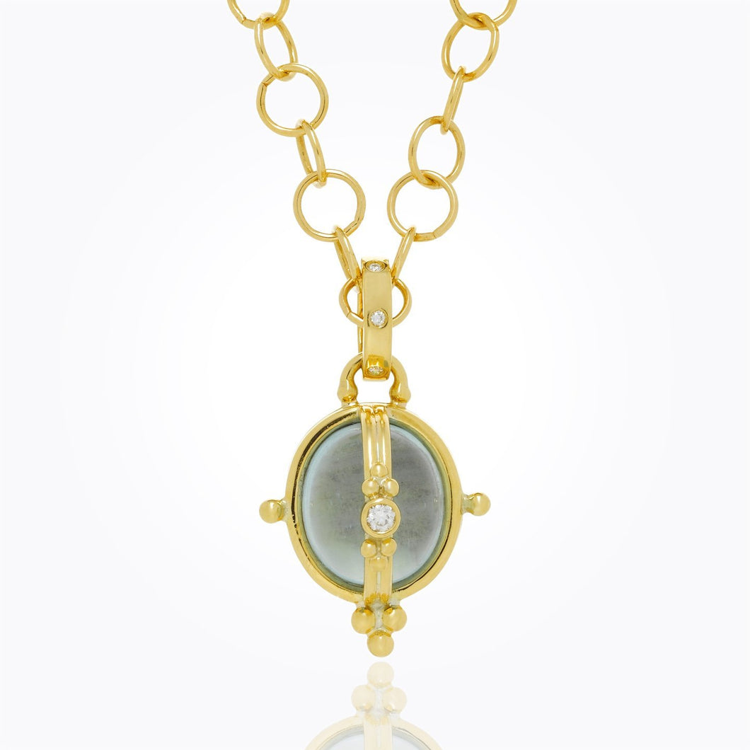 18K Locket with aquamarine and diamond