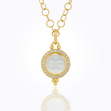 Load image into Gallery viewer, 18K Moonface Pendant with carved rock crystal and diamond pave
